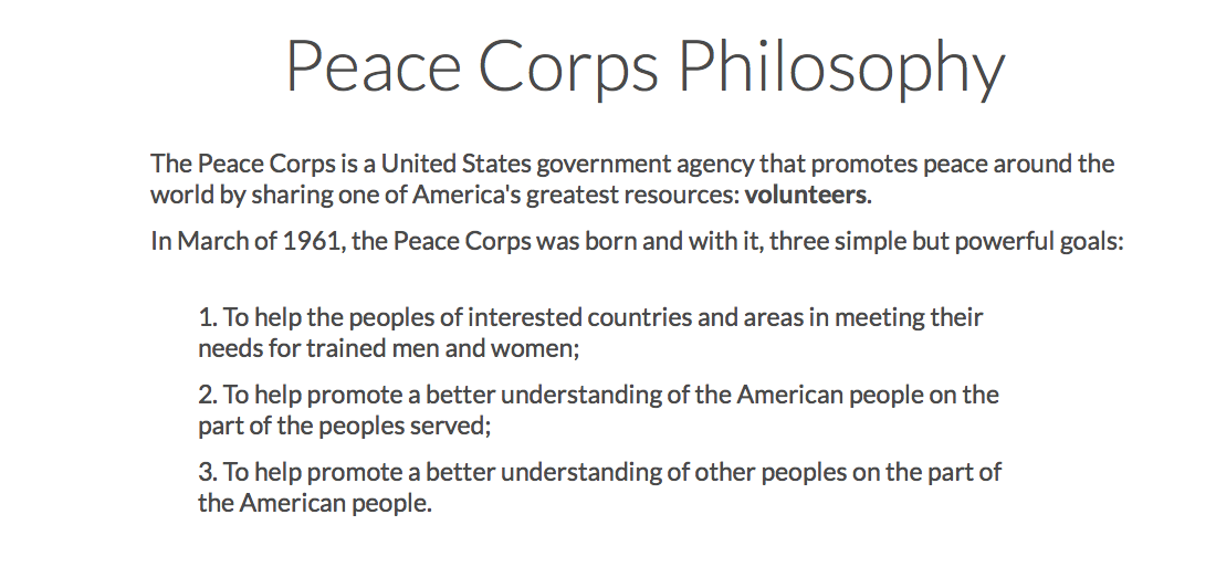 Peace Corps Philosophy