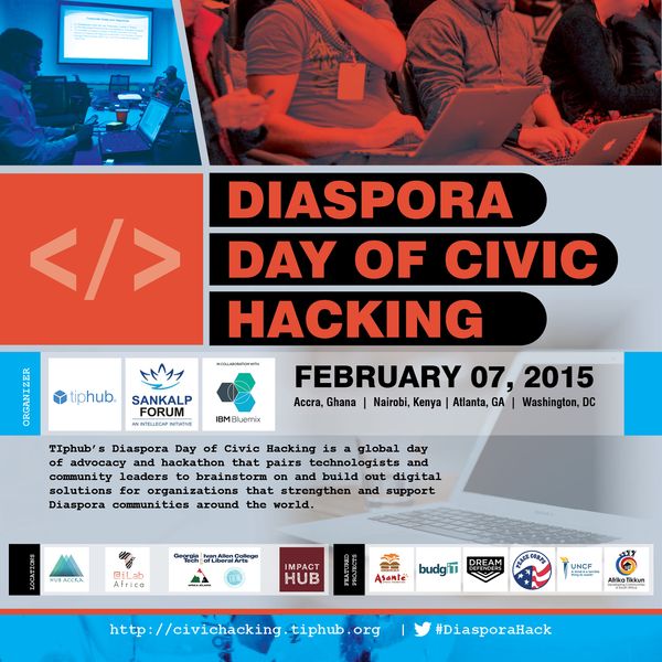 Diaspora Day of Civic Hacking Flyer.
