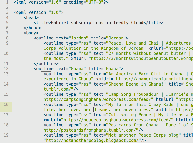 Blogs in raw XML format.