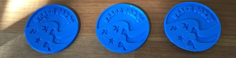 3D-printed Peace Corps Seal Tokens