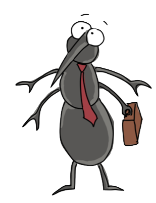 Cartoon mosquito wearing a tie